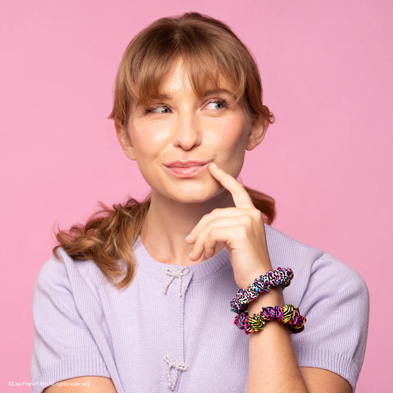 Lisa Frank x Kitsch Ruched Satin Scrunchies in Rainbow Leopard - Image 3