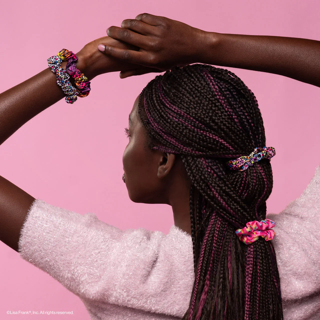 Lisa Frank x Kitsch Ruched Satin Scrunchies in Rainbow Leopard - Image 4