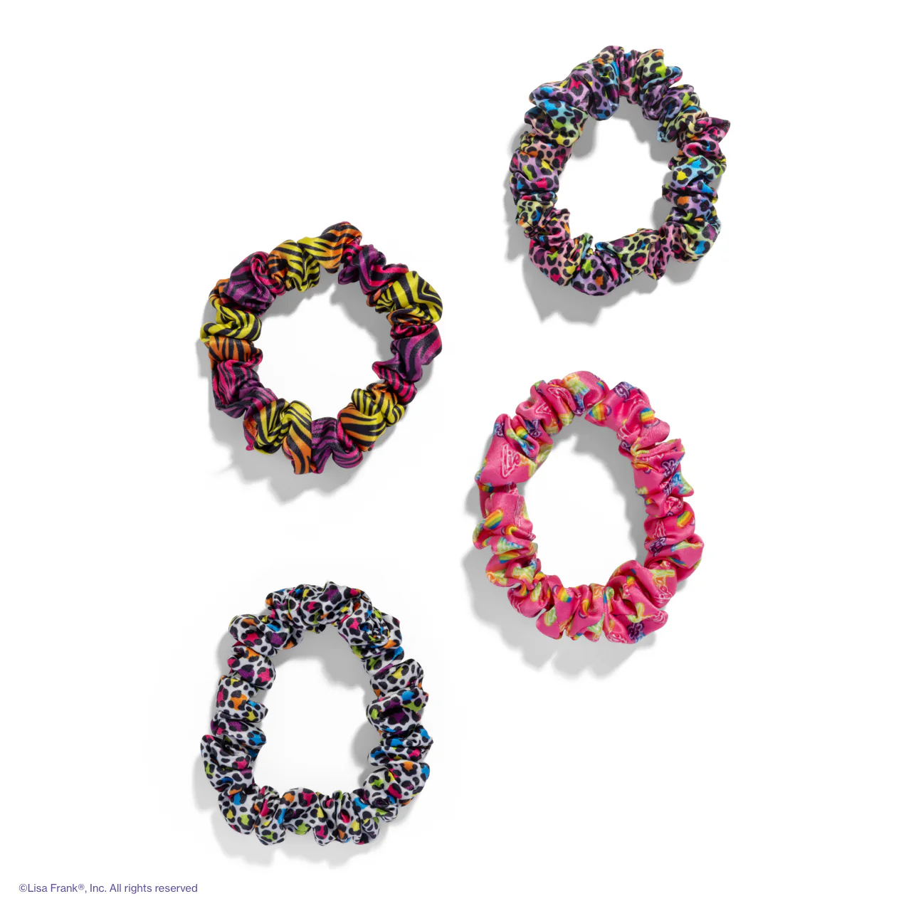 Lisa Frank x Kitsch Ruched Satin Scrunchies in Rainbow Leopard - Image 6